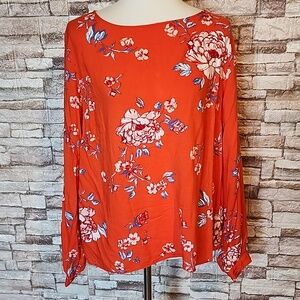 Label Of Graded Goods Orange Floral Print Blouse